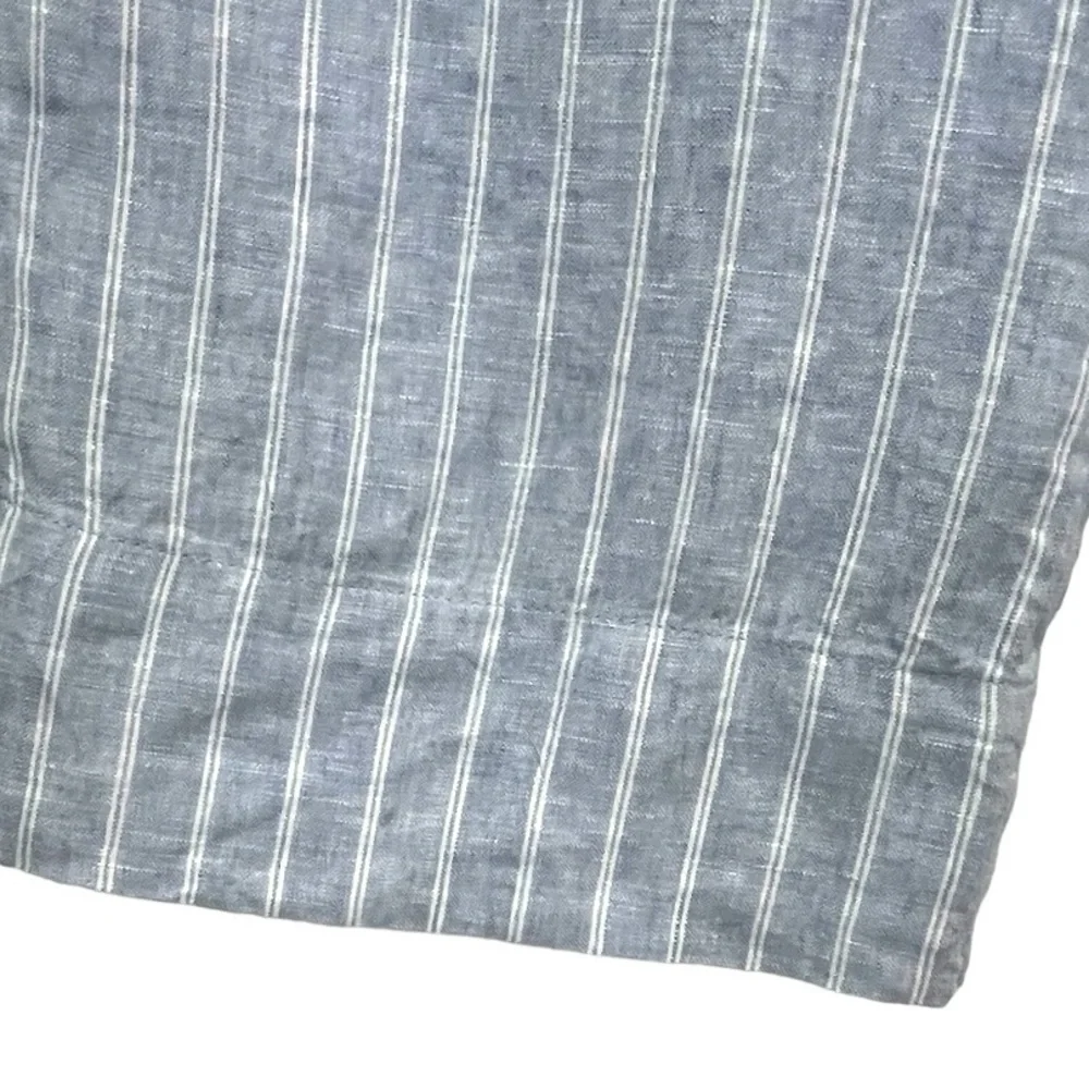 Everlane Linen Square Neck‎ Blue Pinstripe Button Down Tie Front Jumpsuit 2 NWOT